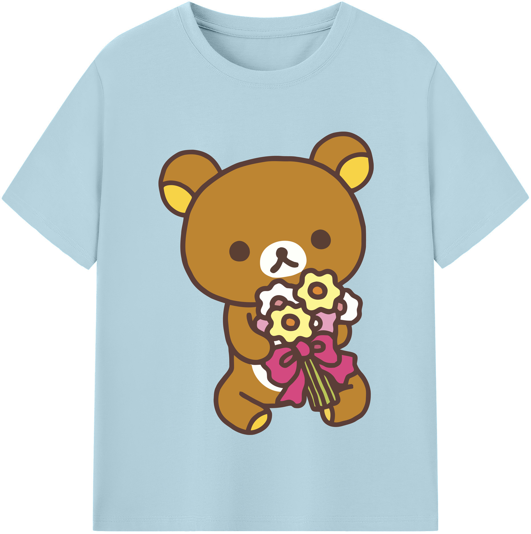 （画像用） リラックマ リラックマ キイロイトリ Rilakkuma Korilakkuma Kiiroitori 綿100％半袖Tシャツ（フロントプリント）